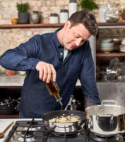 Tefal Jamie Oliver H801S5 Mainstream and Pot Set - Juego de 5 sartenes con  revestimiento antiadherente, acero inoxidable, color rojo