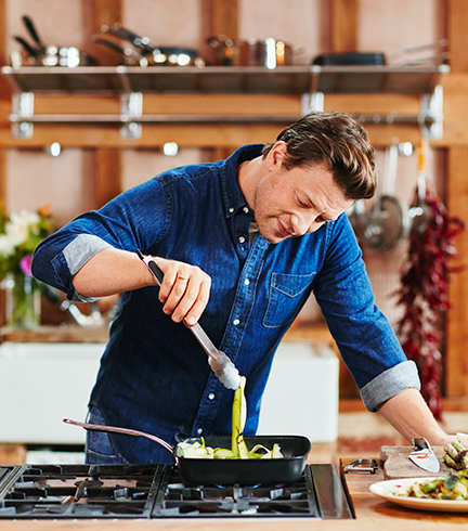 Tefal Jamie Oliver H801S5 Mainstream and Pot Set - Juego de 5 sartenes con  revestimiento antiadherente, acero inoxidable, color rojo